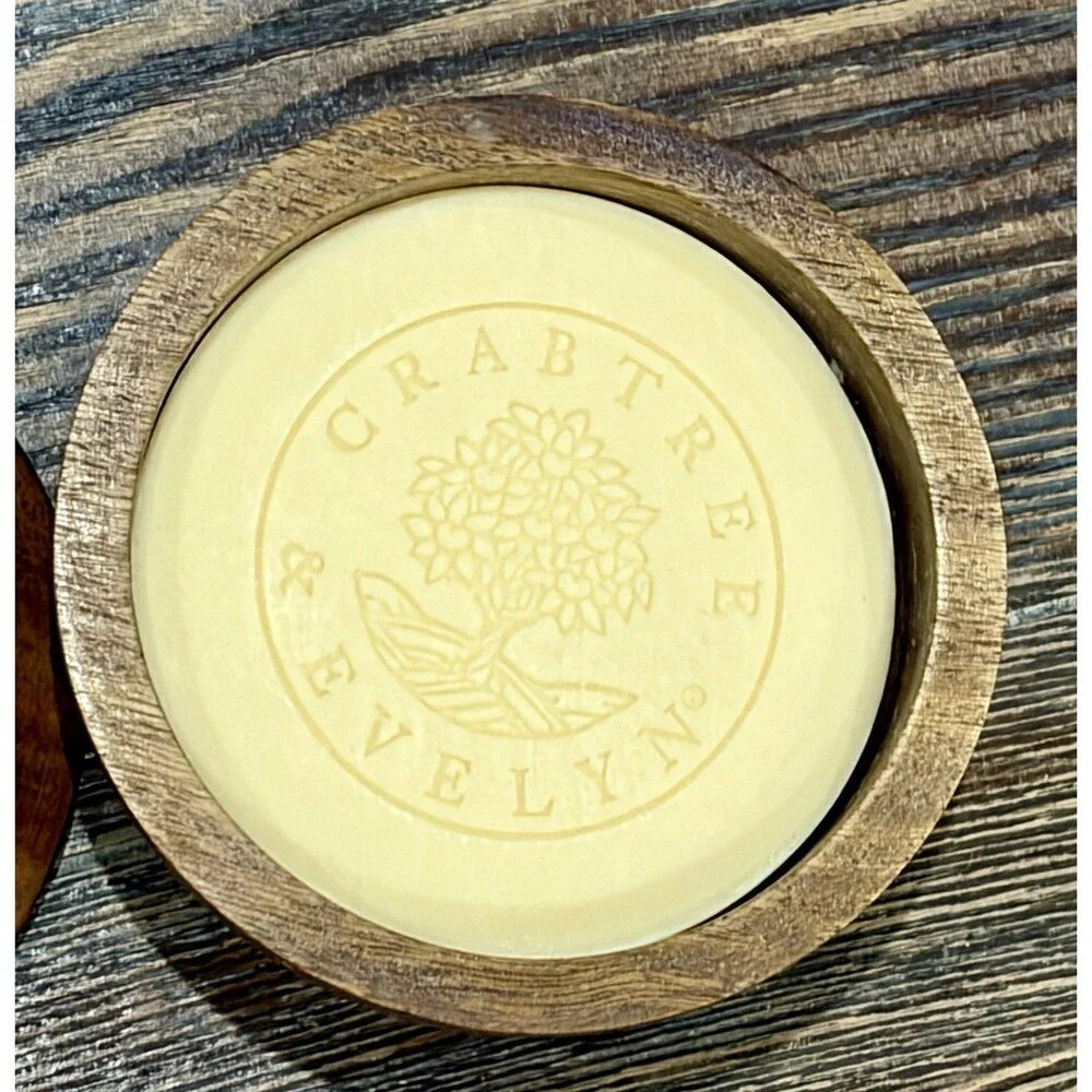 Crabtree & Evelyn West Indian Lime Shave Soap In A Wooden Bowl 3.5 oz - NWOB